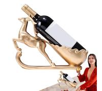 Portabottiglie di vino con renna - Statuetta di cervo che tira un carretto Supporto per vino da banco per decorazione della tavola di Natale, scaffale per esposizione di portabottiglie in resina vinta