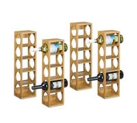 Relaxdays 4X Cantinetta in bambù, Scaffale Portabottiglie in bambù Scaffale 5 Bottiglie di Vino, 53 x 14 x 12 cm, Naturale