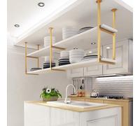 Portabottiglie di vino Rackc - Espositore sospeso Scaffale portaoggetti in legno massello da cucina Scaffale portaoggetti multifunzionale C Scaffale decorativo per piante, Oro-100