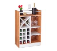 relaxdays Cantinetta con Porta Calici, per 22 Bottiglie, da Terra, per Vino e Prosecco HxLxP: 96 x 63 x 35 cm, Marrone