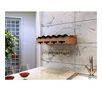 Portabottiglie e bicchieri da vino in legno massello creativo da parete per casa, ristorante e bar, può contenere fino a 15 kg, elegante portabottiglie capovolto per una decorazione elegante