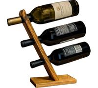 Portabottiglie fatto a mano in legno pregiato, idea regalo per gli amanti del vino, per 1-3 bottiglie, portabottiglie, portabottiglie, in legno di quercia, per tre bottiglie