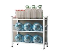 Portabottiglie For Acqua Con Ripiani Portaoggetti, In Acciaio Al Carbonio, 3 File For 3-4 O 5 Galloni Di Brocche For(White,3tier)