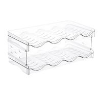 Portabottiglie impilabile a 2 ripiani, in plastica trasparente, per 8 bottiglie, organizer salvaspazio da cucina per frigorifero, dispensa o armadio