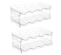 Portabottiglie impilabile a 2 ripiani, in plastica trasparente, per 8 bottiglie, organizer salvaspazio da cucina per frigorifero, dispensa o armadio