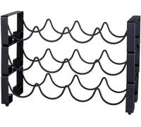 Portabottiglie impilabile in metallo nero per 4/8/12 bottiglie, supporto espandibile autoportante per cucina, sala da pranzo e bar, elegante contenitore per vino (43,8 x 17,2 x 33 cm)