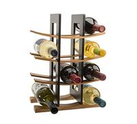 Portabottiglie in bambù a 4 ripiani - Elegante portabottiglie e nizer per armadietto, scaffale espositivo, decorazione per la casa retrò, soluzione salvaspazio per gli amanti del vino