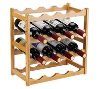 Portabottiglie in bambù, armadietti per conservazione per vino robusti e resistenti Scaffali per lo stoccaggio Piano Piano 4 Livello 16 Portabottiglie per la dispensa o per la casa (Colore: