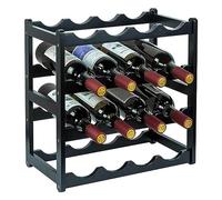 Portabottiglie in bambù, Rack per riporto per vino robusto e resistente Scaffali per il riposto Piano libero Piano 4 Livello 16 Portabottiglie per la dispensa o la casa (Colore: Nero, Dimens