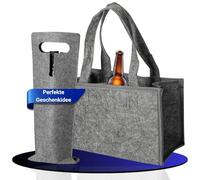 Portabottiglie in feltro, 6 bottiglie, spazio per bottiglie di birra, lattine, bottiglie di vino e molto altro ancora. Borsa da uomo per viaggiare. Organizer per bottiglie per la spesa. Idea regalo