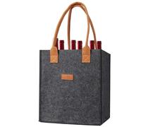 Portabottiglie in feltro, borsa per bottiglie, 6 scomparti per bottiglie di birra, 23 x 18 x 26 cm, borsa da viaggio riutilizzabile per picnic, feste, campeggio e attività all'aperto, Nero , Refer to