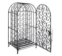 Portabottiglie in ferro battuto per 35 bottiglie, stile romantico, stile metallico, portabottiglie da pavimento con porta con serratura laterale, ideale per gli amanti del vino, elegante armadietto