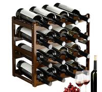Portabottiglie In Legno - 43x24x35 Cm 20 Scaffali Di Vini Bottiglia, Supporto Per Display A 4 Livelli, Organizzatore Di Mobili In Legno In Soldo Impilabile | Soluzione Di Stoccaggio Della Barra Contru