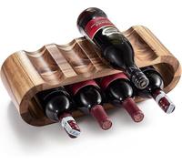 Portabottiglie in legno di acacia per 8 bottiglie, autoportante, decorazione per la casa, nessun montaggio richiesto per gli amanti del vino e gli appassionati
