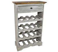 Portabottiglie in legno di mogano massiccio, stile antico, per la casa e i collezionisti di vino, look vintage con lavorazione unica, fatto a mano, 55 x 23 x 85 cm, in legno di recupero