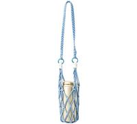 Portabottiglie in macramè, tracolla lunga regolabile, portatile, Blu, Siehe Beschreibung, descrizione