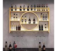 Portabottiglie in metallo a parete moderna moderna, ripiano a liquore con luce a LED, ripiani a parete galleggiante a bar, supporto per portabicchieri del vino di ferro, porta d'ingresso a parete