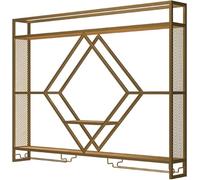 Portabottiglie in metallo a parete montata con luce a LED, unità a barre su ripiani di stoccaggio galleggiante, scaffale per bottiglia di liquore in ferro con porta in vetro di vino, per casa,