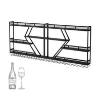 Portabottiglie in metallo a parete montata con porta in vetro di vino sospeso, scaffale da bar montato, ripiani a bar mobili, scaffale a liquore, porta d'ingetà a parete, porta in vetro di vino