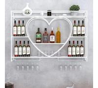 Portabottiglie in metallo a parete montata con supporto in vetro di vino, barrette da parete Shelf Porta del vino per la sala da pranzo in cucina, moderni ripiani di liquori a barre galleggiante,