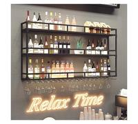 Portabottiglie in metallo da parete, grande portabottiglie resistente con LED, supporto per bottiglie di vetro sotto il ripiano, calice lungo da appendere in metallo per casa ristorante bar