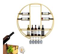 Portabottiglie in metallo, da parete, per bottiglie di liquore, con supporto in vetro, per cucina e bar di casa, elegante mini bar, design funzionale e salvaspazio