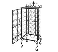 Portabottiglie in metallo decorativo, per 28 bottiglie, elegante armadietto in ferro battuto con porta con serratura laterale, ideale per gli amanti del vino