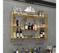 Portabottiglie in metallo per casa ristorante bar moderno espositore per vino in metallo con supporto per bicchiere di vino, mensole da bar industriali da appendere alla parete portabottiglie per