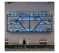 Portabottiglie industriale a parete montata con luce a LED, scaffali a bar galleggianti con supporto in vetro di vino, scaffale per il display in bottiglia di liquore, portabicchieri per la cucina per