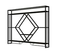 Portabottiglie industriale da parete a 3 ripiani, multifunzione, in metallo, con portabicchieri, perfetto per cucina e sala da pranzo (nero, 120 cm x 80 cm)