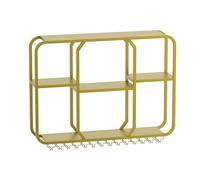 Portabottiglie industriale da parete con portabicchieri in metallo, scaffale multifunzionale per sala da pranzo e cucina, oro (100 x 80 cm)