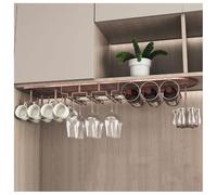 Portabottiglie industriale sospeso - Portabottiglie sottosopra in vetro e bottiglia per calici sottosopra per bar e cucina, soluzione di stoccaggio in metallo (bronzo, 100 x 25 cm)