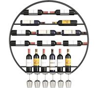 Portabottiglie industriale - Supporto sospeso da parete per bottiglie di vino e bicchieri - elegante e moderno espositore e contenitore per sala da pranzo e bar
