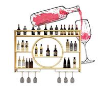 Portabottiglie moderne montate con porta d'ingresso a 3 livelli, porta bottiglia di ferro multifunzionale, porta in vetro di vino, facile da installare perfettamente per bar in sala da pranzo da