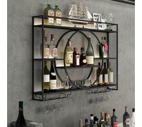 Portabottiglie moderno da parete con portabicchieri Espositore in ferro e mensole Portabottiglie in metallo per bar o ristorante Star of Light