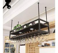 Portabottiglie montata a parete - Portabottiglie a soffitto piattaforma decorativa, supporto per bottiglia di vino sospeso a soffitto, porta di asciugatura in vetro, per organizzatore di decorazioni
