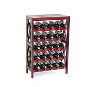 Portabottiglie per 25 bottiglie di vino autoportante e armadietti per vino, piccoli scaffali possono stare in piedi liberamente, in legno massello naturale, senza agitazione (5 strati, capacità 25