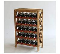 Portabottiglie per 25 bottiglie di vino autoportante e armadietti per vino, piccoli scaffali possono stare in piedi liberamente, in legno massello naturale, senza agitazione (5 strati, capacità 25