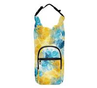 Portabottiglie per acqua astratto con fiore giallo limone, azzurro, multi dimensione, custodia per il trasporto di bottiglie d'acqua, adatta a bottiglie da 567 g, 680 g, 907 g, 1134 g