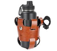 Portabottiglie per bicicletta - Leather Covered Bottle Cage, in lega di alluminio | Coffee Cup & Water Bottle Rack | Retro Handlebar Mount for Road, Mountain, Pieghevole Bikes, E-Scooter | for Men