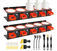 Portabottiglie per bombole spray, 2 pezzi contenenti bombolette spray, supporto per bottiglie spray con gancio per appenderla, 8 spazzole per la pulizia dell'auto, porta bomboletta spray con 5