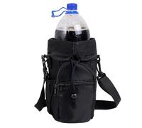 Portabottiglie per bottiglia d'acqua, portabottiglie per esterni, con tasche aggiuntive, grande volume, impermeabile, tracolla regolabile, per esterni, per sport, escursioni, avventure, Nero