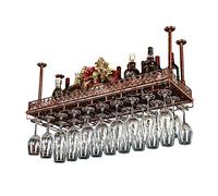 Portabottiglie per bottiglie di vino, supporto in vetro da vino, bottiglie di stoviglie per ristoranti o tavolini, scaffale in metallo decorativo a soffitto mobile, per cucine dei bar (bronzo)