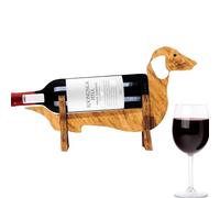 Portabottiglie per cane salsiccia, supporto per bottiglia di vino per cane salsiccia, supporto per portabottiglie da tavolo | novità in legno decora il tuo spazio, mostra il tuo vino preferito per la