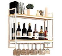 Portabottiglie per gli amanti del vino/portabottiglie da parete/rack per vino da parete per bottiglie di vino e bicchieri Decor Rustico/Appeso Supporto per vino/Mensola per vino a parete/Mensola per