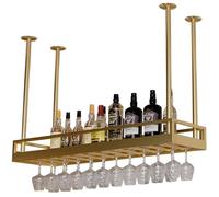 Portabottiglie per vino, altezza regolabile da parete e soffitto, supporto in ferro per bottiglie e bicchieri, ideale per la decorazione di casa e bar