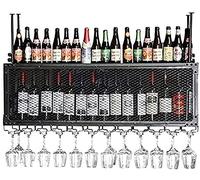 Portabottiglie per vino portandegna, bar, ristorante, impiccagione, porta di vetro di vino, portabicchieri a soffitto sbottiglie di vino appeso e supporto per vino a 2 livelli portasolino, nero,