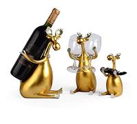 Portabottiglie per vino singolo, bottiglia creativa in resina, modellazione scultura alce, può mettere bicchieri da vino bottiglie di vino, cavatappi portabottiglie (B)