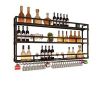 Portabottiglie Porta Bottiglie di Vino da Parete con Portabicchieri Cantinetta Vino con Luce Scaffale da Parete Mensole Cucina Angolo Bar per Casa Mobile Bar per Cucina Sala da Pranzo Bar(Black,3LAYER