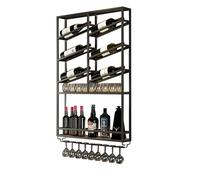 Portabottiglie Porta Bottiglie di Vino da Parete in Metallo con Portabicchieri Cantinetta Vino con Porta Bicchieri Sospesi Scaffale da Parete con Porta Calici Mobile Bar per Cucina Sala da Pranzo Bar(